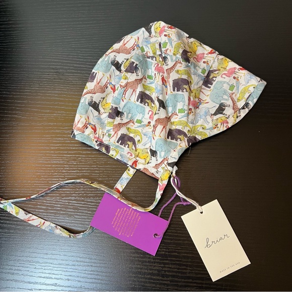 Briar Baby Bonnet Liberty London Fabric Animalia 6-12 Months NWT - Picture 7 of 9